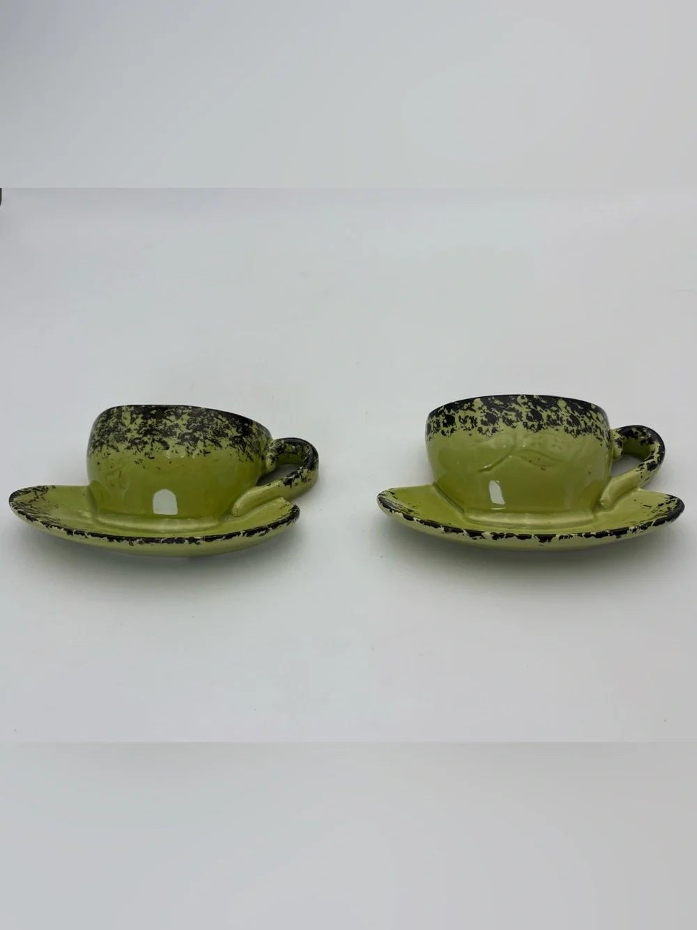 Vintage Olive Green Decorative Ceramic Teacup Wall Pockets